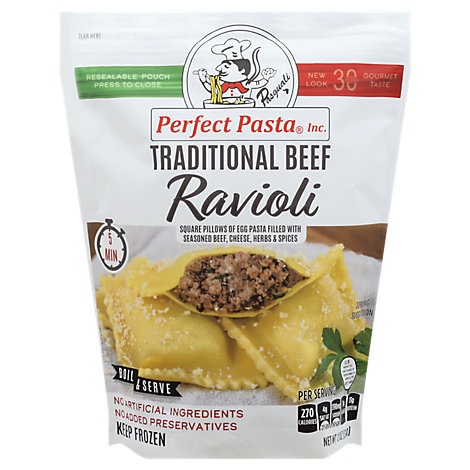 slide 1 of 1, Perfect Pasta Traditional Beef Ravioli, 12 oz