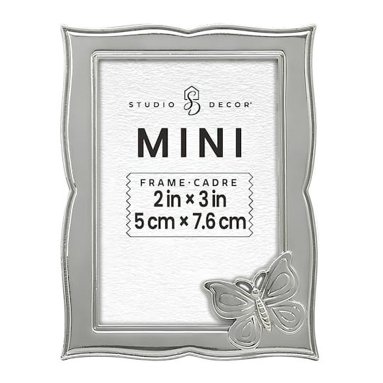 slide 1 of 3, Mini Silver Buttefly Frame By Studio Decor, 2 in x 3 in