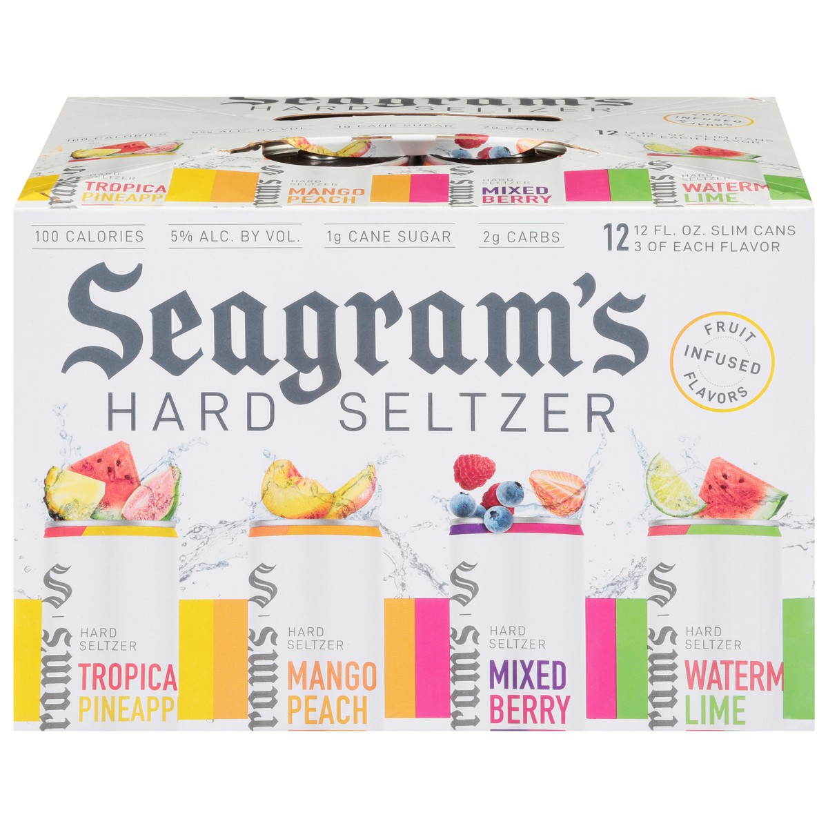 slide 1 of 9, Seagram's Hard Seltzer Assorted Beer 12 - 12 fl oz Cans, 12 ct