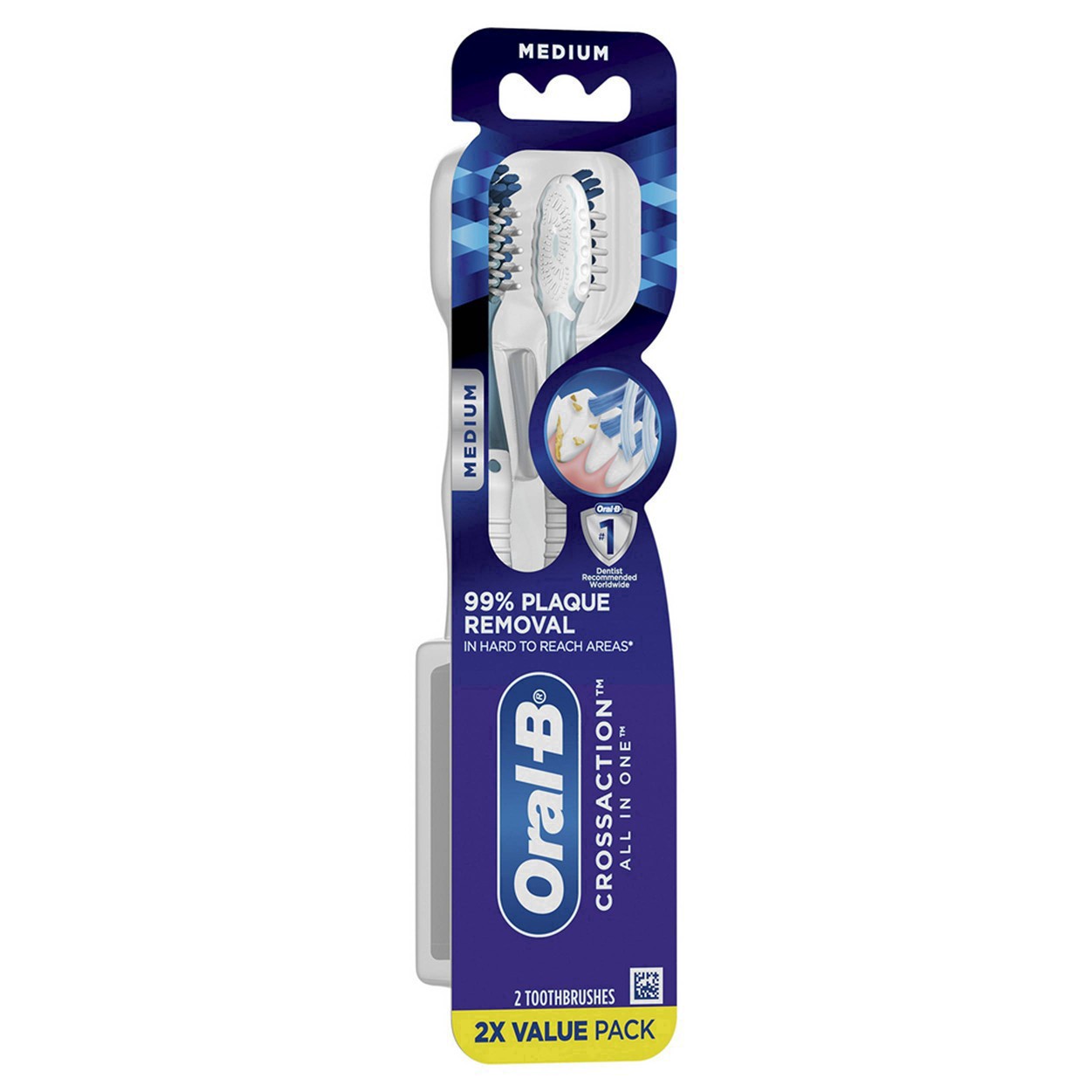 slide 62 of 116, Oral-B CrossAction All In One Toothbrushes, Medium, 2 ct