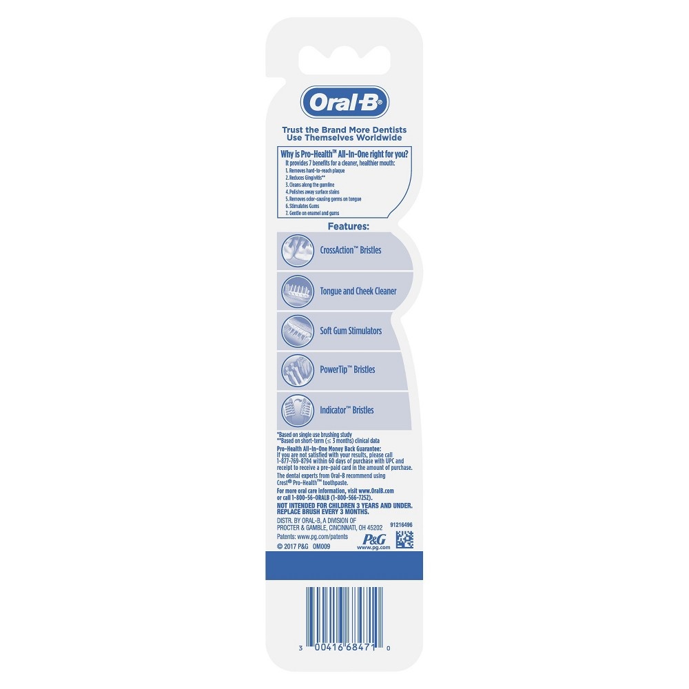 slide 4 of 9, Oral-B CrossAction All In One Toothbrushes, Medium, 2 ct