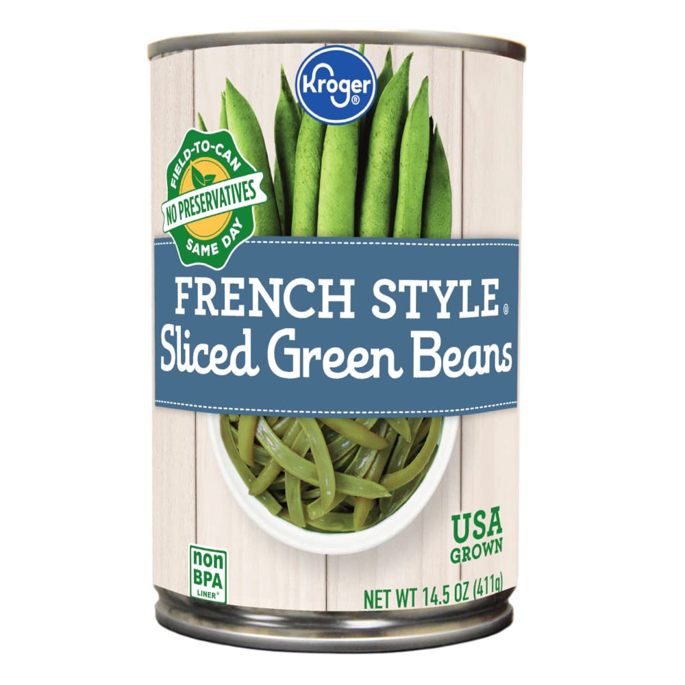 slide 1 of 6, Kroger Canned French Style Sliced Green Beans, 14.5 oz