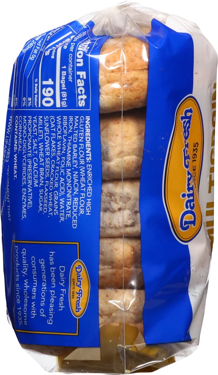 slide 12 of 13, Dairy Fresh Pre-Sliced Multigrain Bagels 5 ea, 5 ct