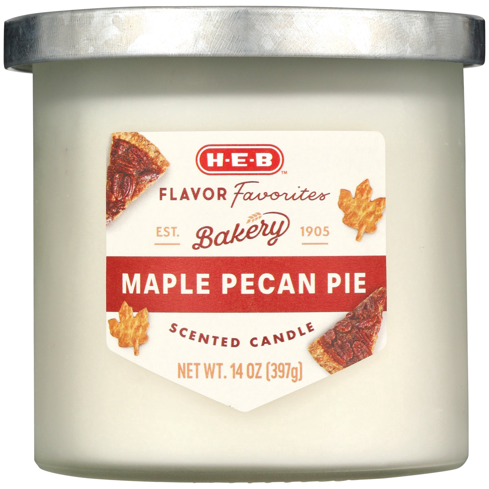slide 1 of 1, H-E-B Flavor Favorites Maple Pecan Pie Scented Candle, 14 oz