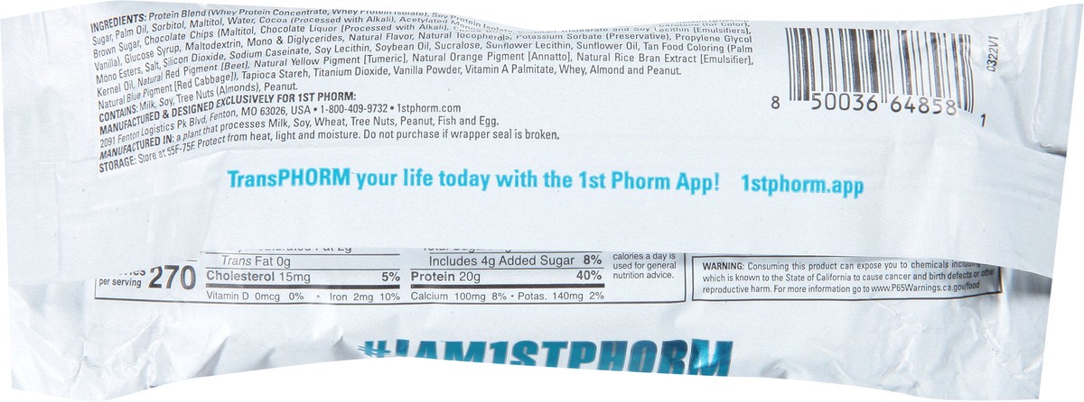 slide 3 of 9, 1st Phorm Chocolate Chip Cookie Dough Protein Bar, 2.2 oz