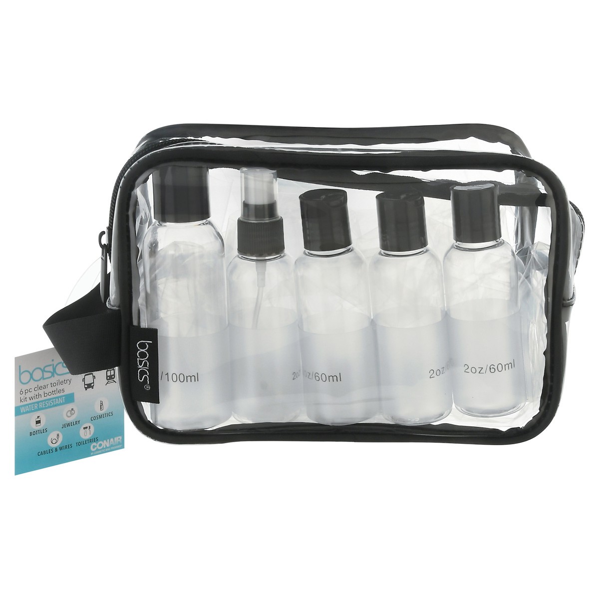 slide 9 of 9, Allegro Basics Clear Toiletry Kit with Bottles, 1 ct