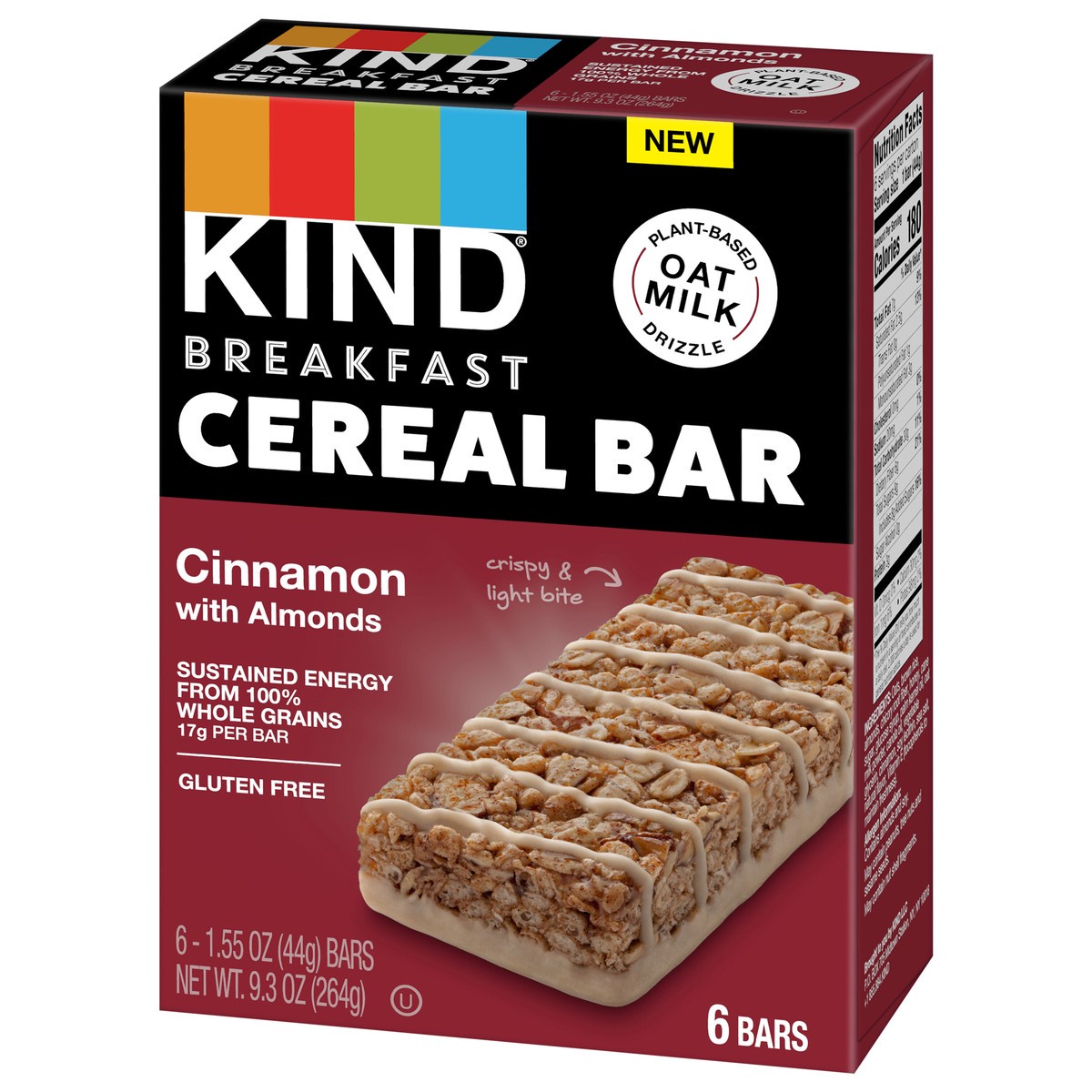 slide 3 of 9, KIND Breakfast Cereal Bars, Gluten Free Snacks, Cinnamon with Almonds, 9.3oz Box (6 Bars), 9.3 oz