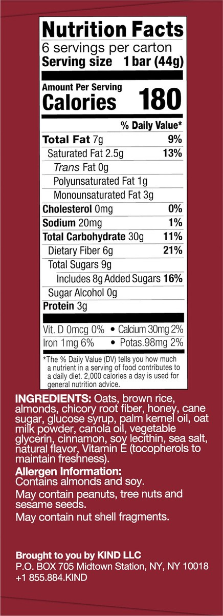 slide 7 of 9, KIND Breakfast Cereal Bars, Gluten Free Snacks, Cinnamon with Almonds, 9.3oz Box (6 Bars), 9.3 oz
