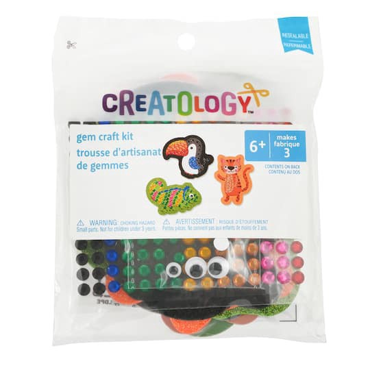 slide 1 of 2, Jungle Animal Gem Craft Kit By Creatology, 6 in x 0.6 in