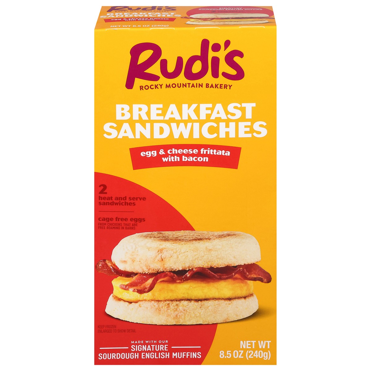 slide 1 of 17, Rudi's Egg & Cheese Frittata with Bacon Breakfast Sandwiches, 2 ea, 2 ct