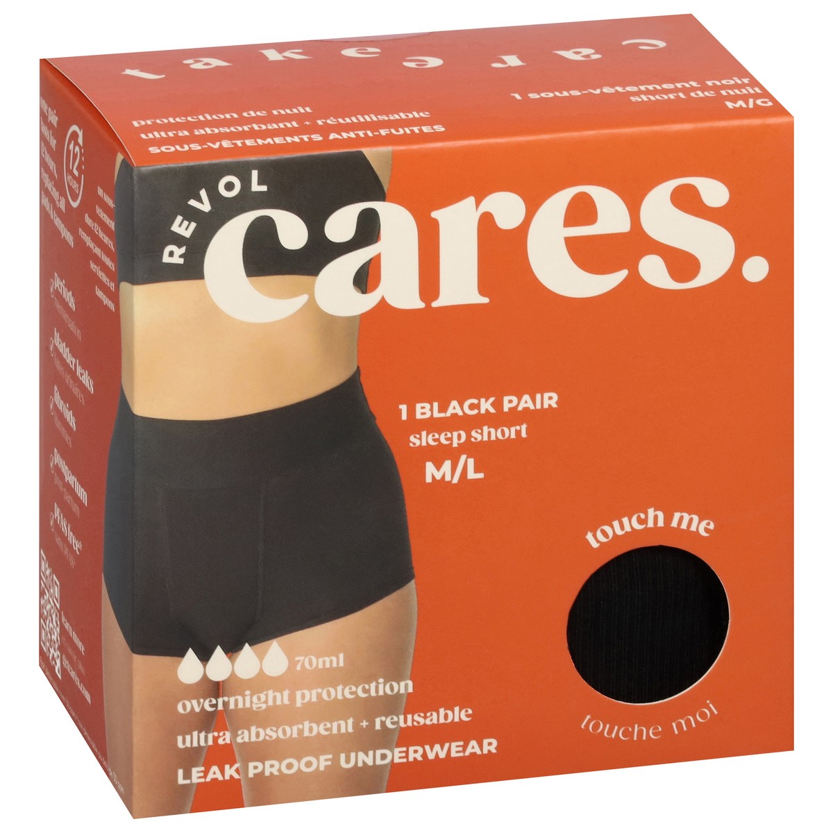 slide 3 of 12, Revol Cares Black Sleep Short MD/LG 1 ea, 1 ct