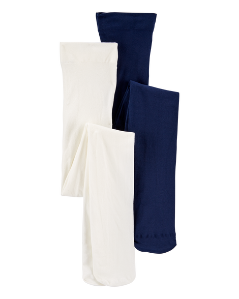 slide 1 of 3, Carter's Carters Girls 2-Pack Tights Ivory/Navy 8-14, 1 ct