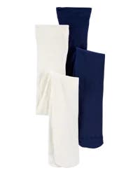 Carter's Carters Girls 2-Pack Tights Ivory/Navy 8-14