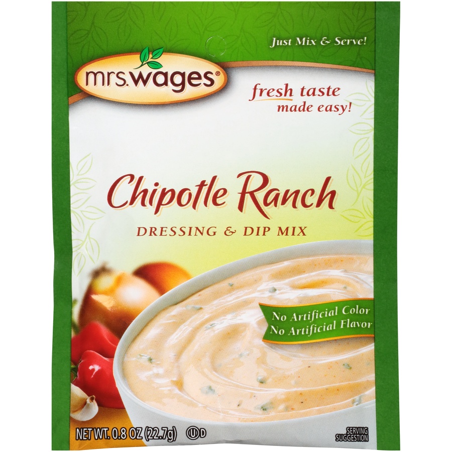 slide 1 of 6, Mrs. Wages Chipotle Ranch Dressing & Dip Mix, 0.8 oz