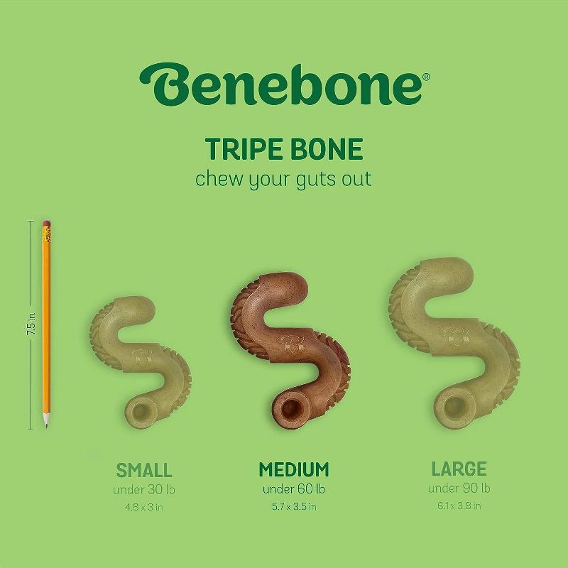 slide 5 of 6, Benebone Dog Medium Tripe Bone Chew, 1 ct