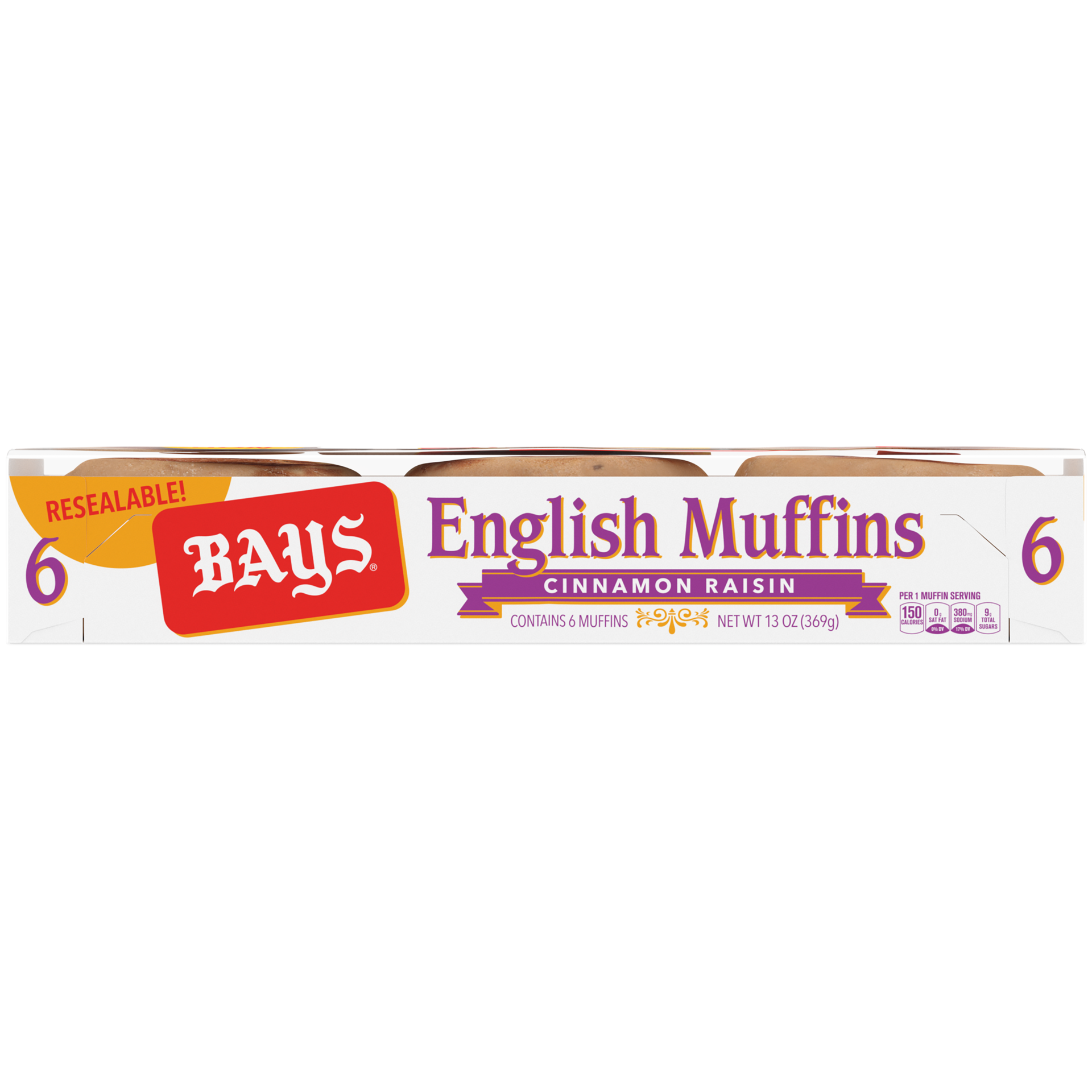 slide 4 of 5, Bays English Cinnamon Raisin English Muffins, 6 ct