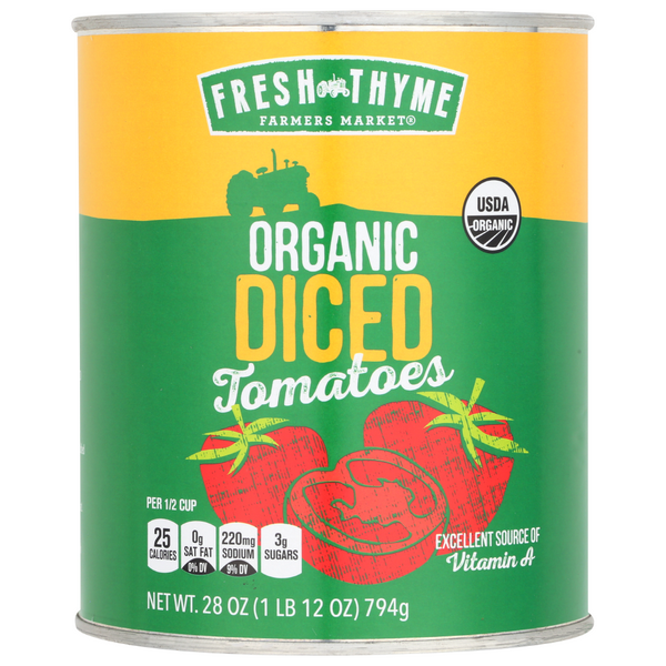 slide 1 of 1, Fresh Thyme Organic Diced Tomatoes, 28 oz