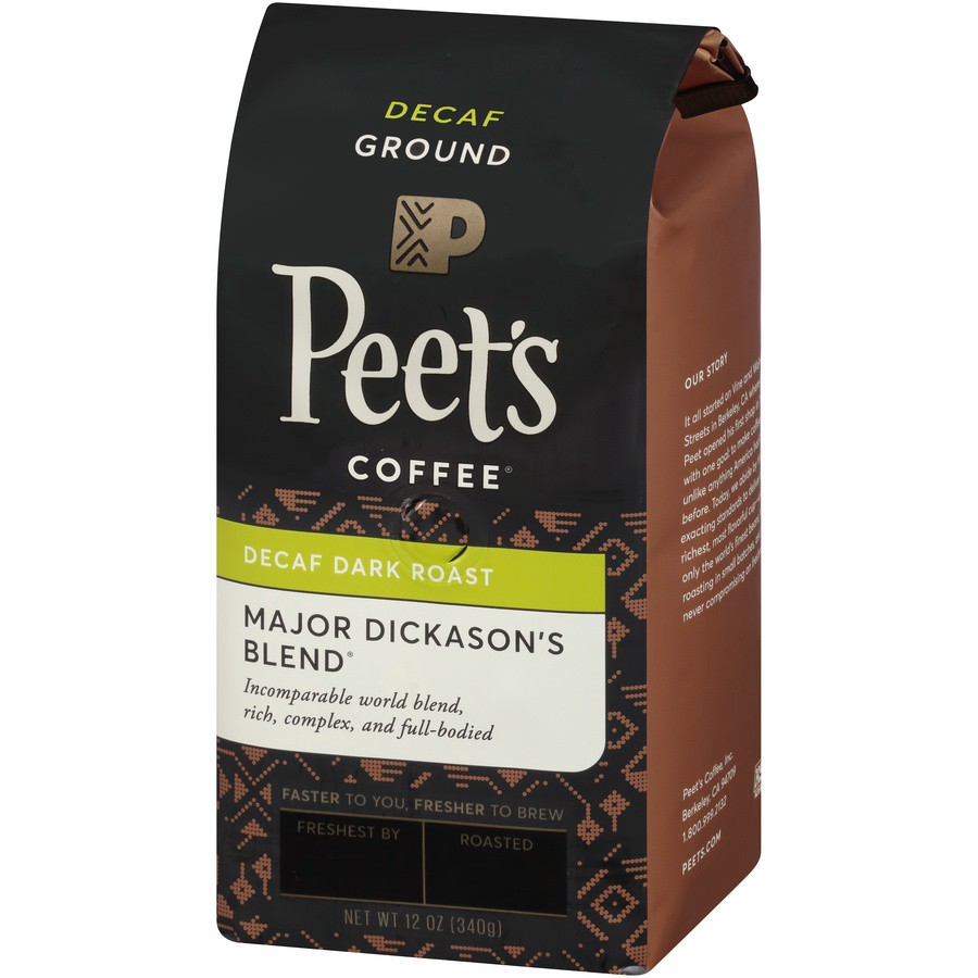 slide 2 of 6, Peet's Coffee Major Dickasons Blend Decaf Dark Roast Ground Coffee - 12 oz, 12 oz