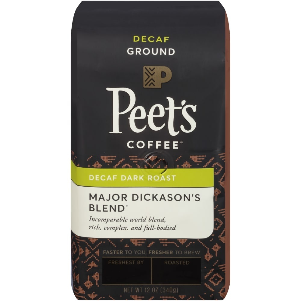 slide 1 of 6, Peet's Coffee Decaf Major Dickason's Blend Dark Roast Ground Coffee, 12 oz