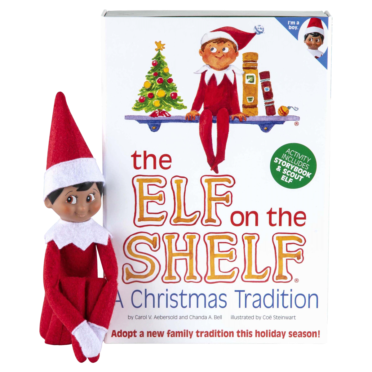 slide 1 of 9, The Elf on the Shelf Elf On The Shelf A Christmas Tradition Book & Brown Eyed Boy Scout Elf, 2 ct