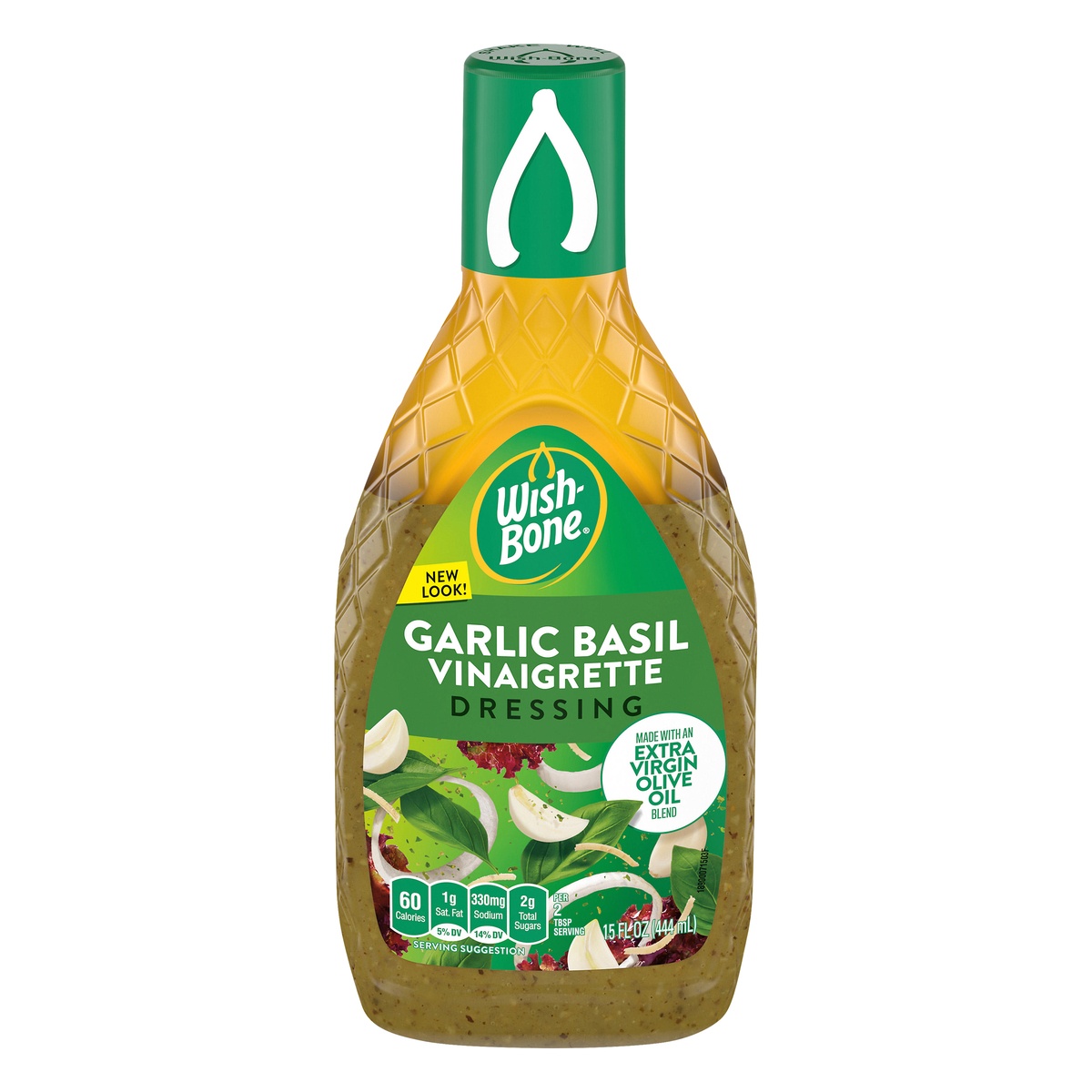 slide 1 of 1, Wish-Bone EVOO Garlic Basil Dressing, 15 fl oz