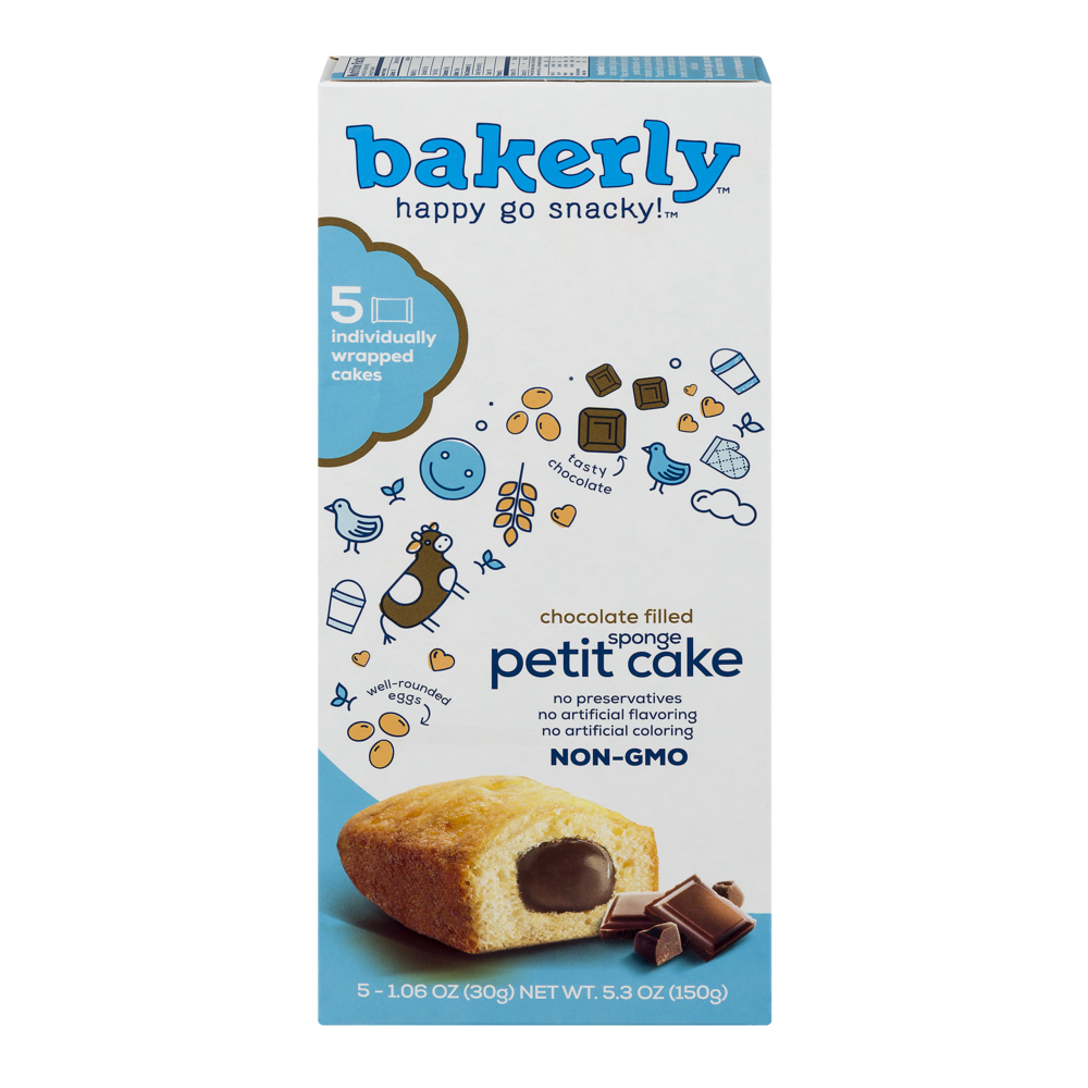 slide 1 of 1, bakerly Sponge Cake Choc Filled Peti, 5.3 oz