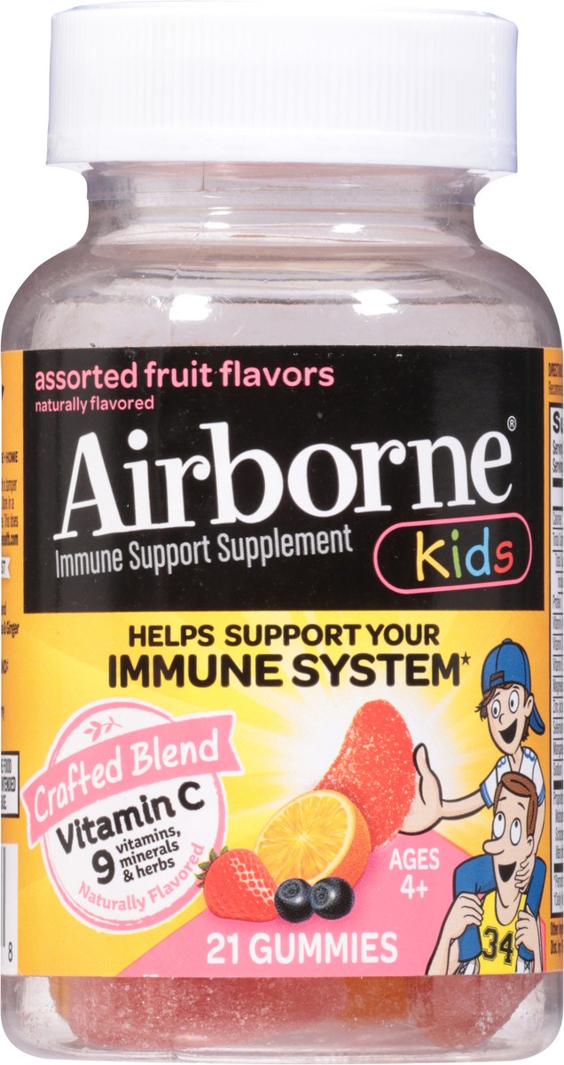 slide 6 of 9, Airborne Kids Assorted Fruit Flavored Gummies, 21 count - 500mg of Vitamin C and Minerals & Herbs Immune Support (Packaging May Vary), 21 ct