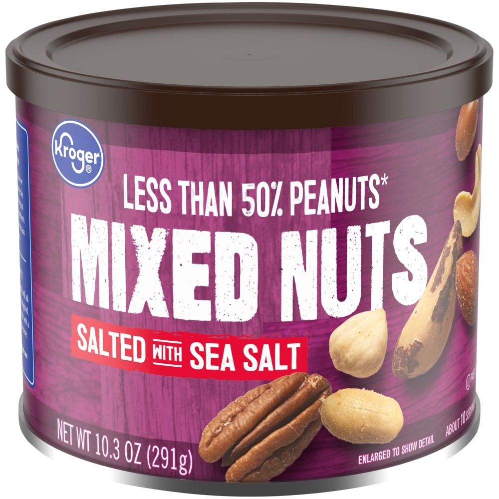 slide 1 of 3, Kroger Salted With Sea Salt Mixed Nuts, 10.3 oz