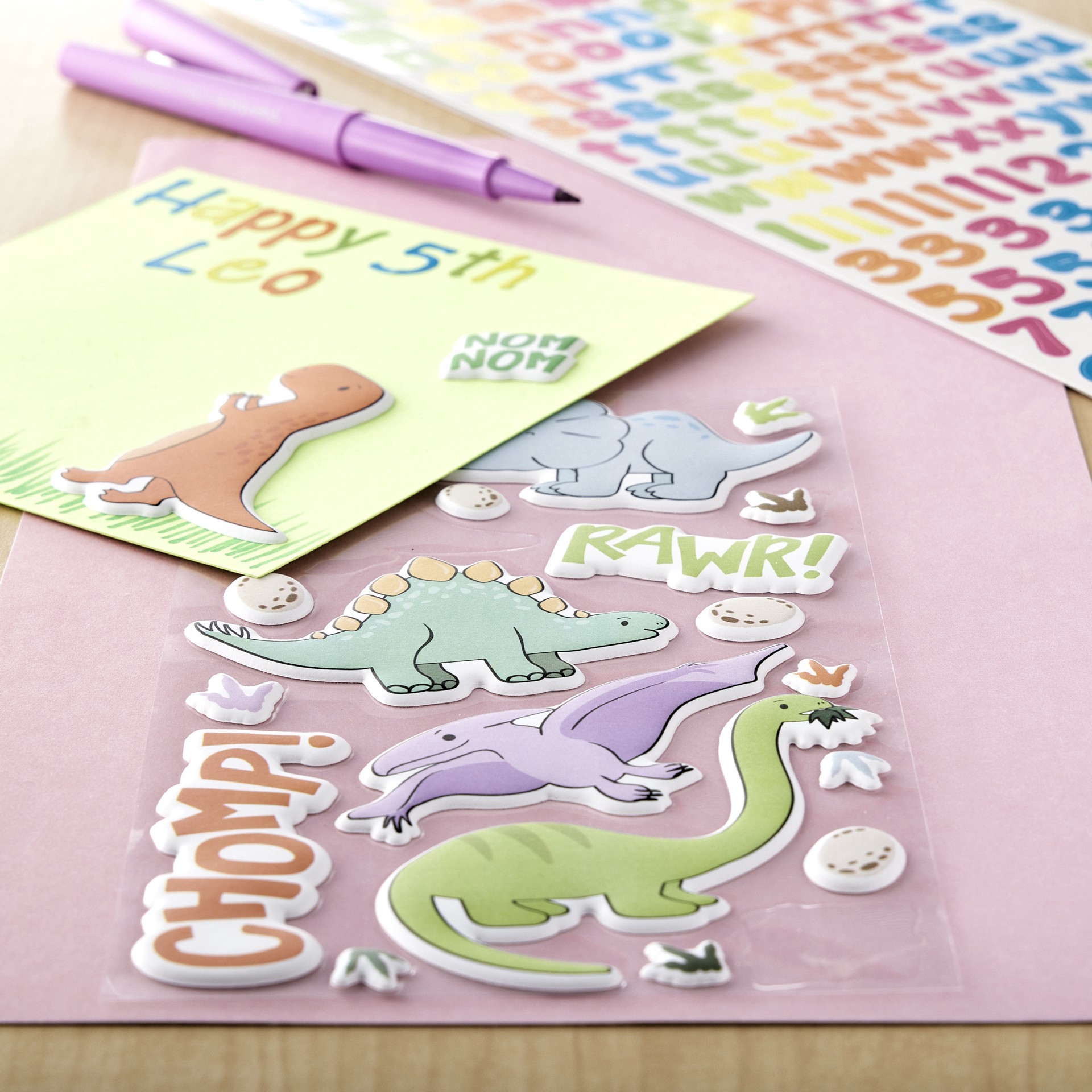 slide 3 of 4, Dino Puffy Stickers By Recollections, 3.875 in x 7 in