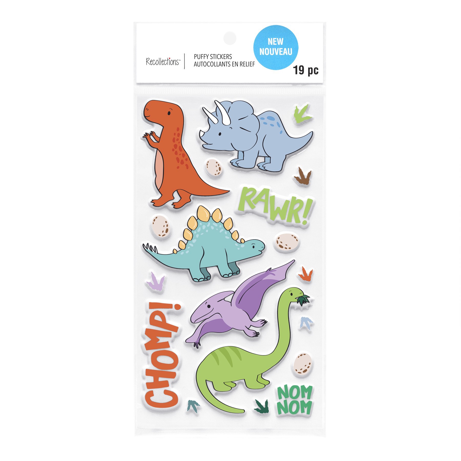 slide 4 of 4, Dino Puffy Stickers By Recollections, 3.875 in x 7 in