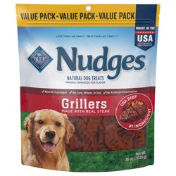 Blue Buffalo Nudges Grillers Natural Dog Treats with Real USA Beef, Made in the USA, Steak, 36-oz Bag