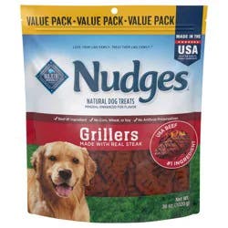 Blue Buffalo Nudges Grillers Natural Dog Treats with Real USA Beef, Made in the USA, Steak, 36-oz Bag
