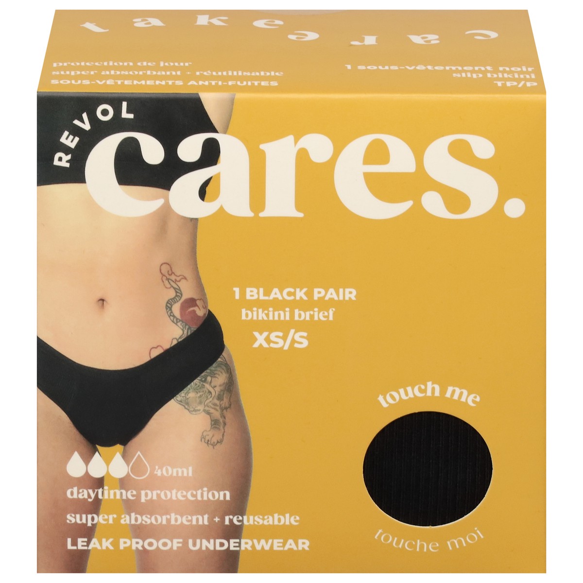 slide 13 of 13, Revol Cares Black Bikini Brief XSM/SM 1 ea, 1 ct