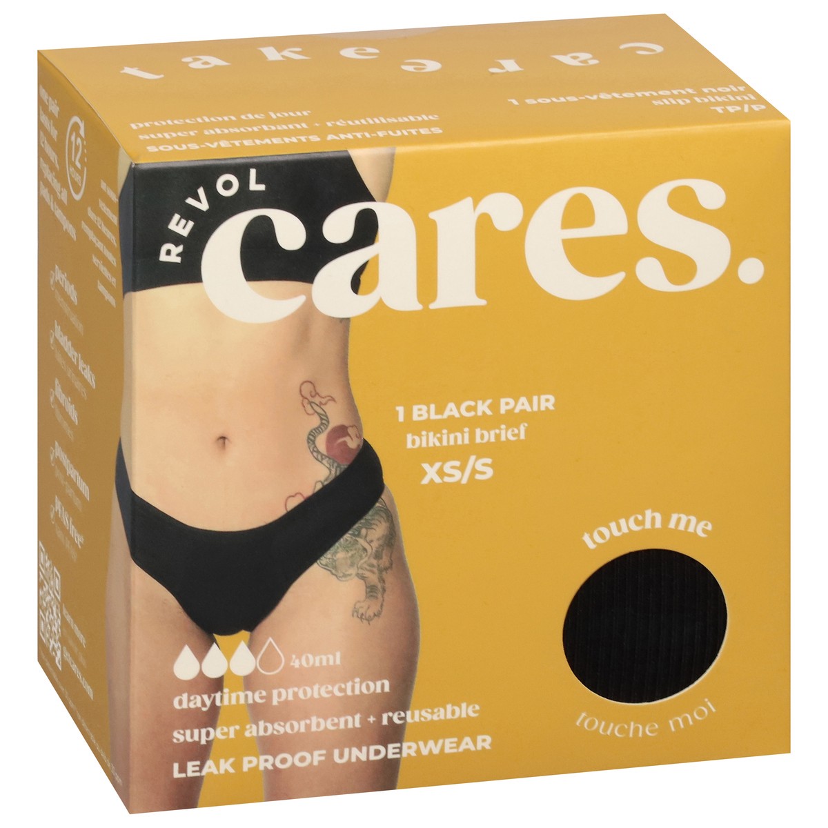 slide 7 of 13, Revol Cares Black Bikini Brief XSM/SM 1 ea, 1 ct
