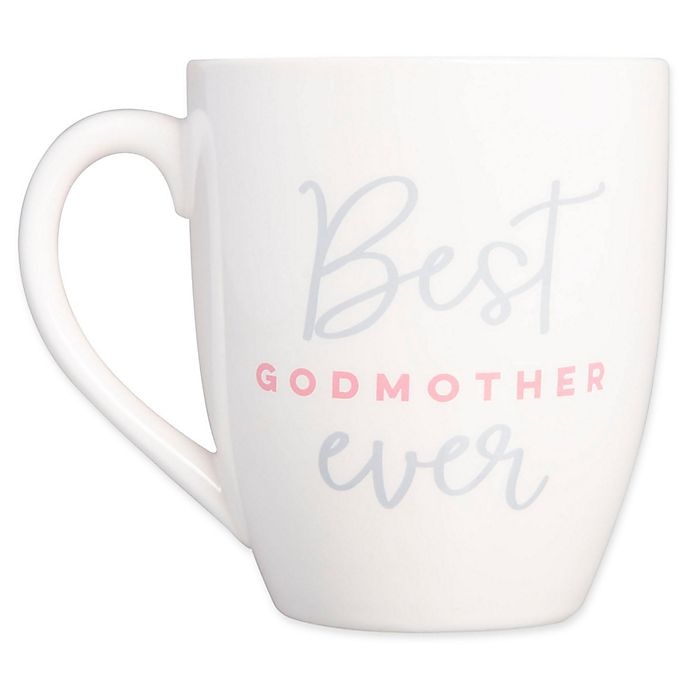 slide 1 of 4, Pearhead Best Godmother Ever'' Mug - White/Pink'', 1 ct