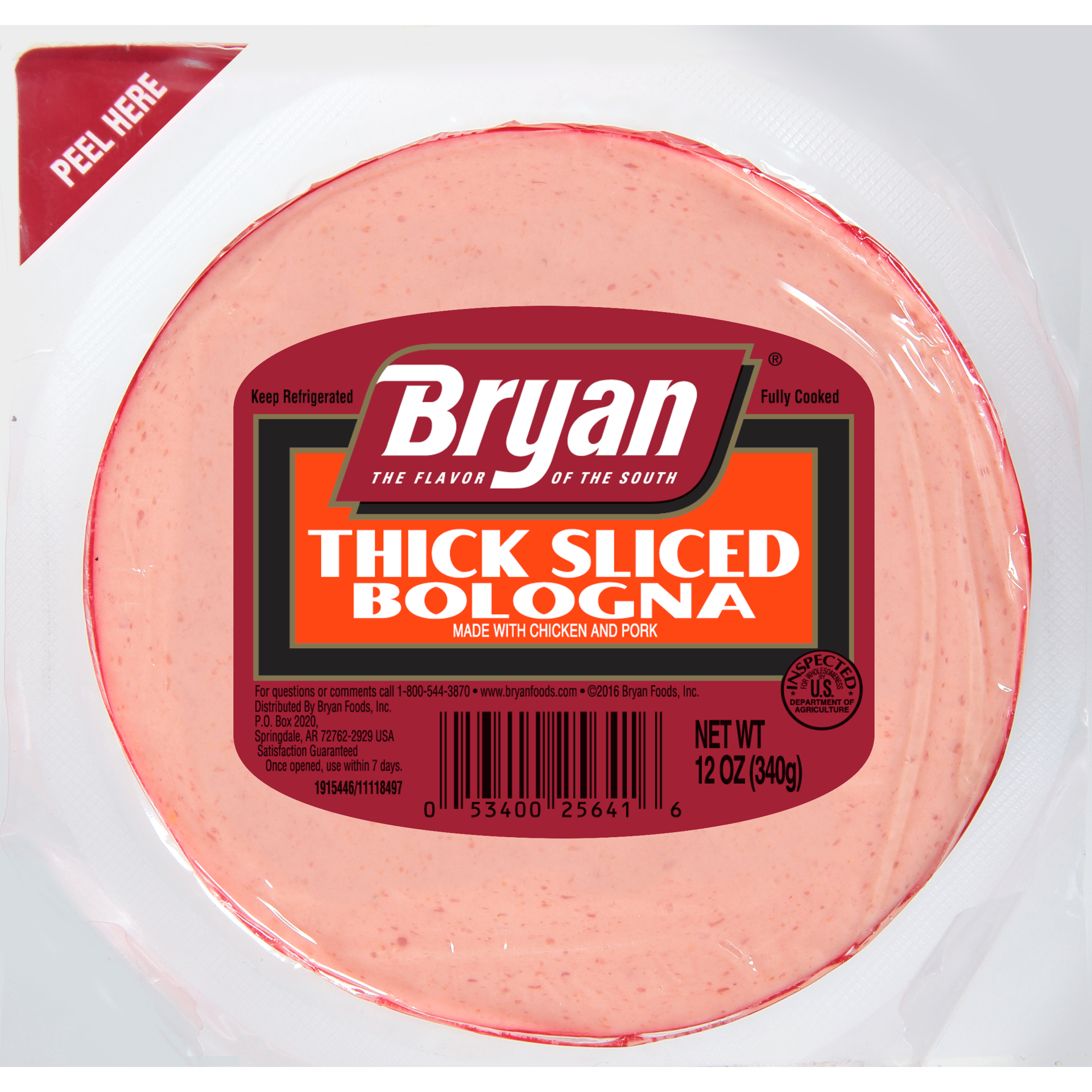 slide 1 of 5, Bryan Thick Sliced Bologna Deli Lunch Meat, 12 oz, 340.19 g