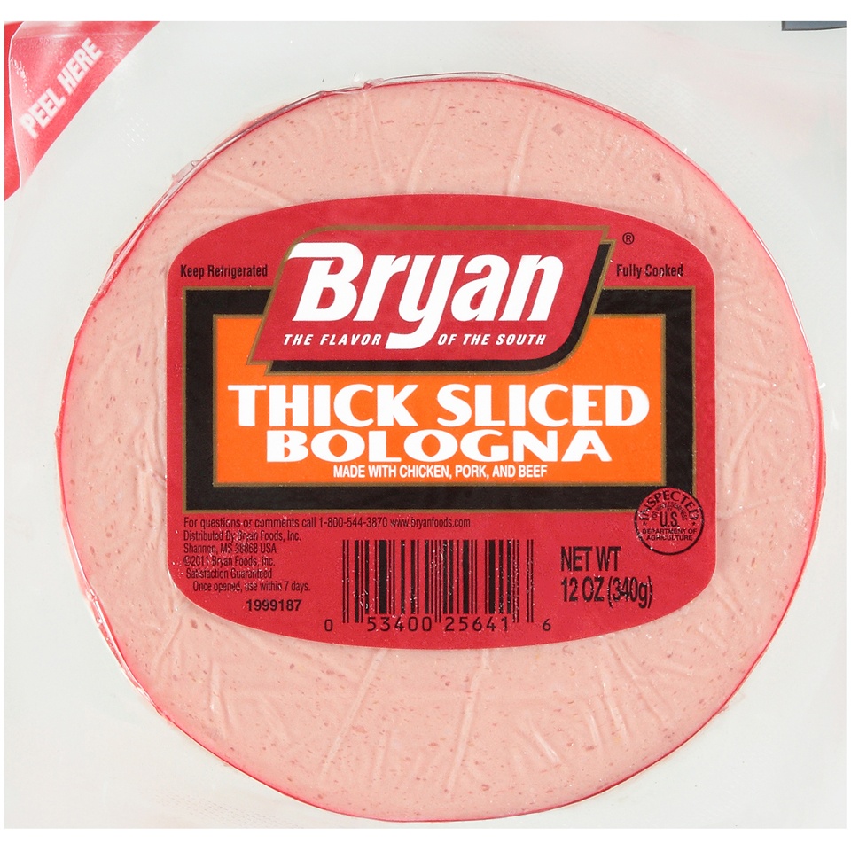 slide 1 of 4, Bryan Thick Sliced Bologna, 12 oz