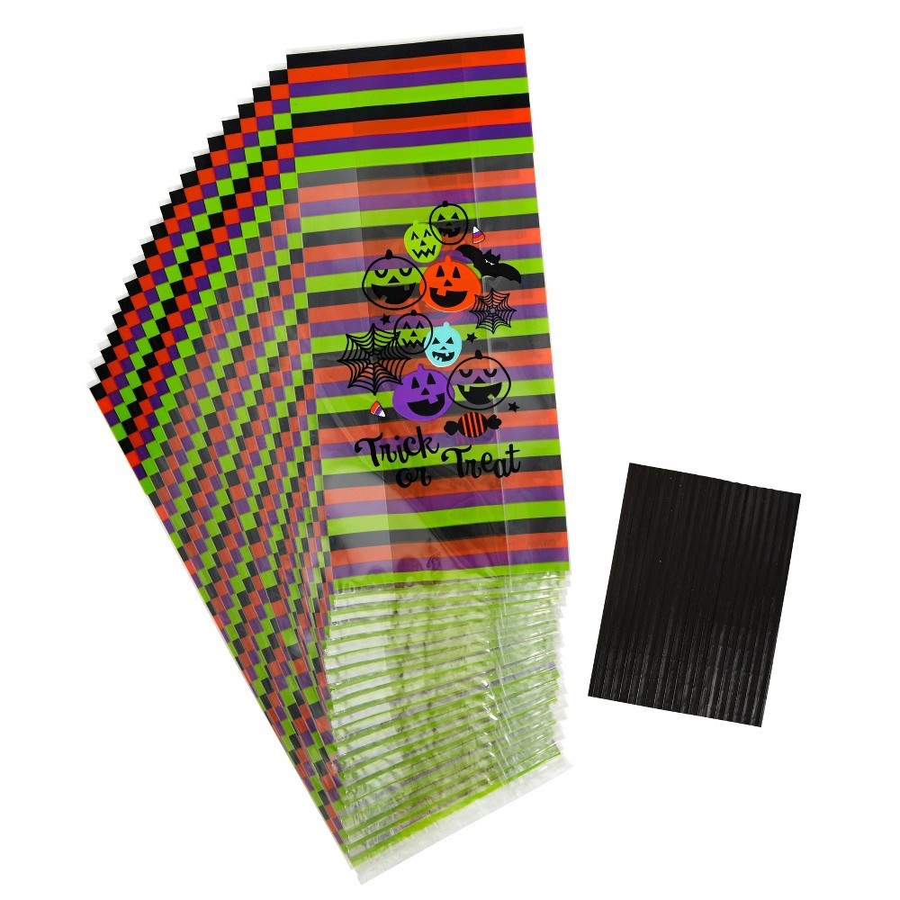 slide 2 of 3, Wilton Plastic Trick or Treat Halloween Treat Bags, 20 ct