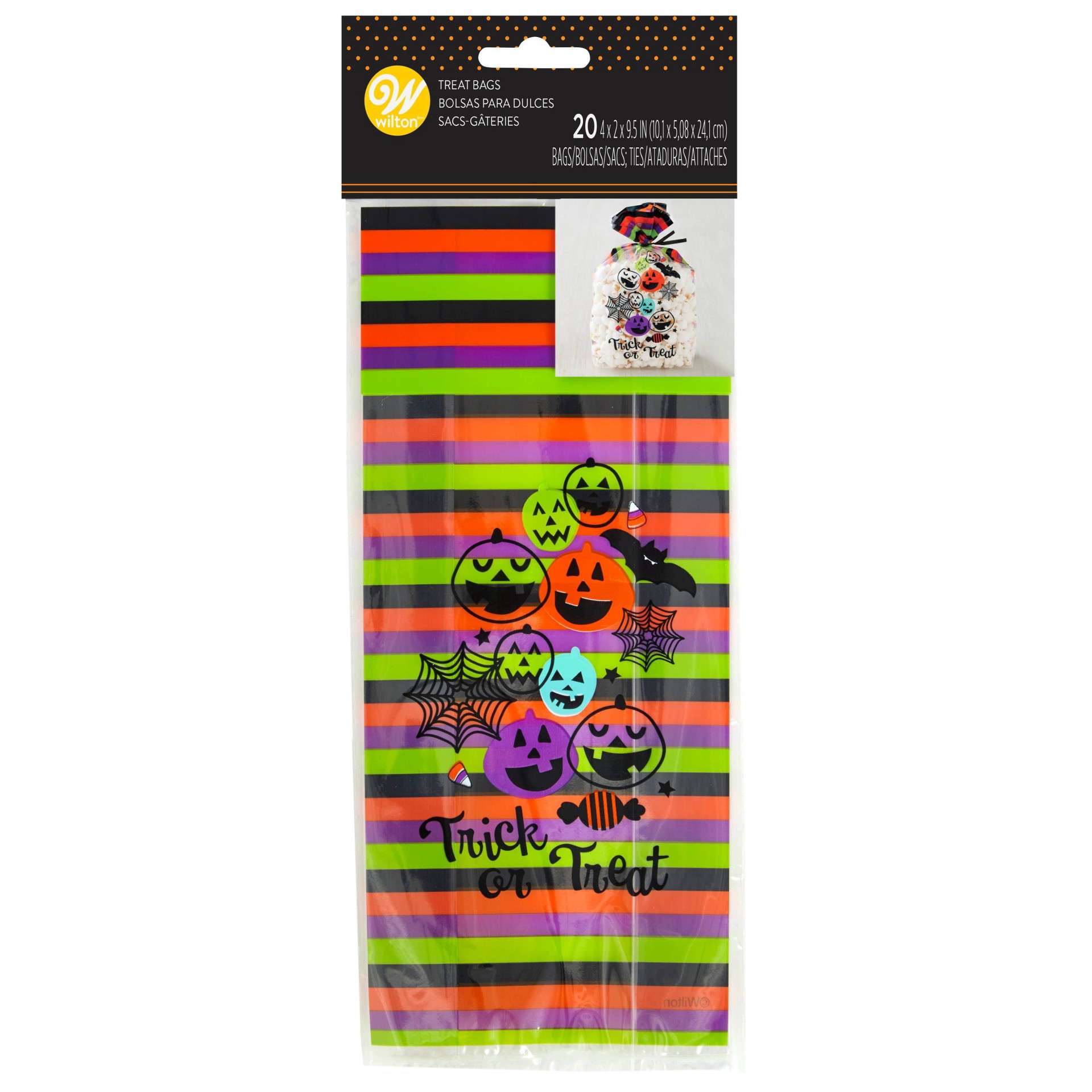 slide 1 of 3, Wilton Plastic Trick or Treat Halloween Treat Bags, 20 ct