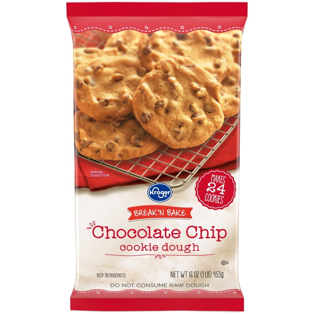 slide 1 of 6, Kroger Break 'N Bake Chocolate Chip Cookie Dough, 24 ct; 16 oz