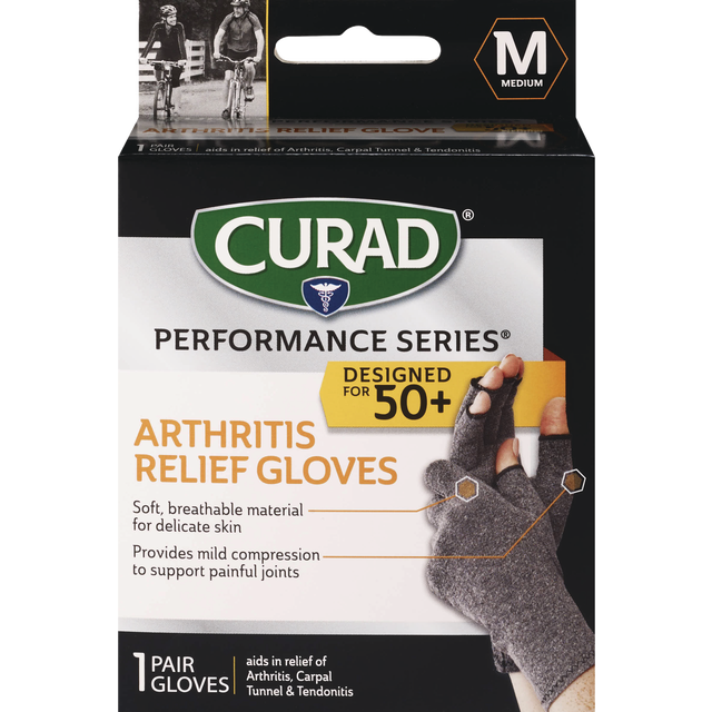 slide 1 of 1, Curad Arthritis Relief Gloves 1 Pair, 1 ct