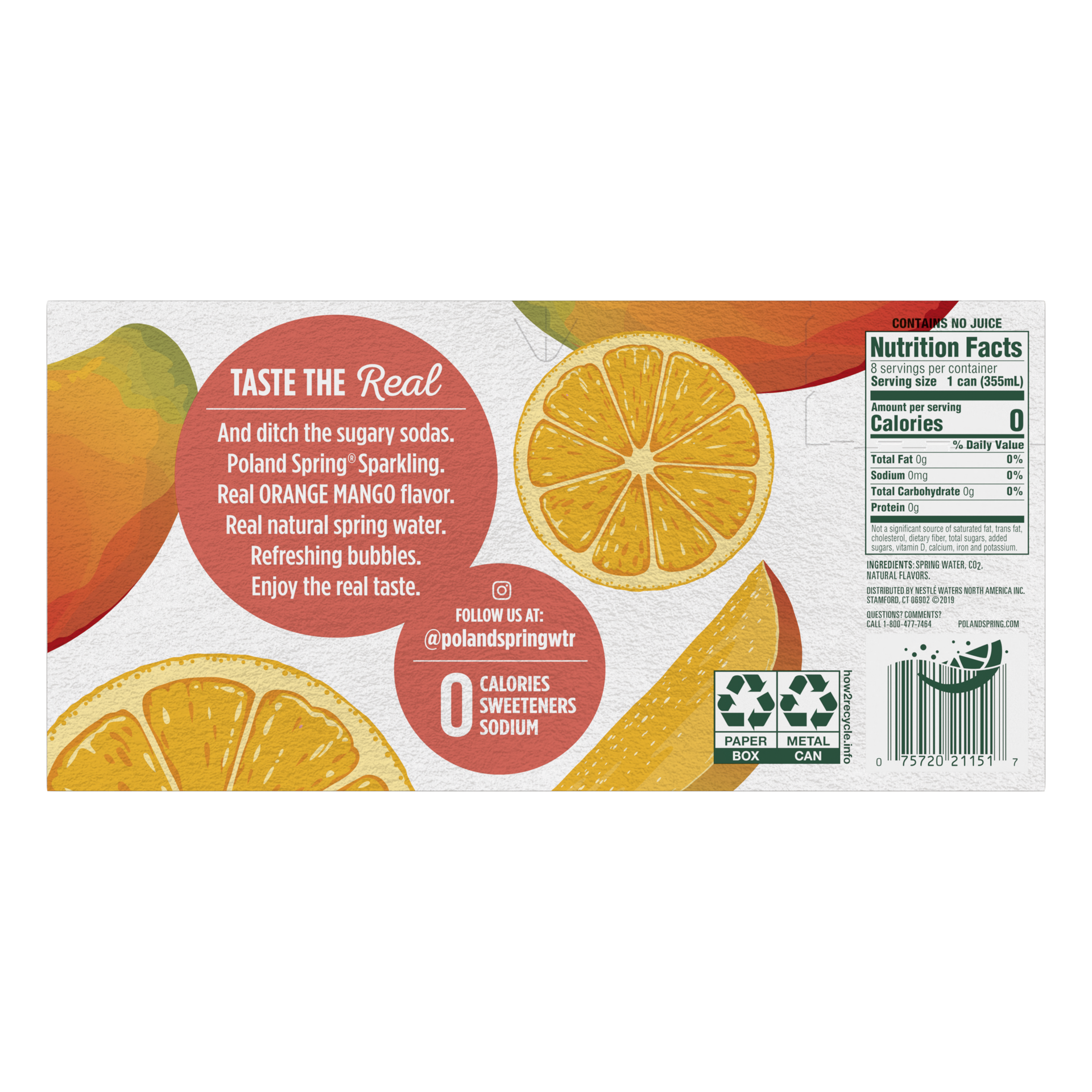 slide 2 of 5, Poland Spring Sparkling Water, Orange Mango- 12 oz, 12 oz