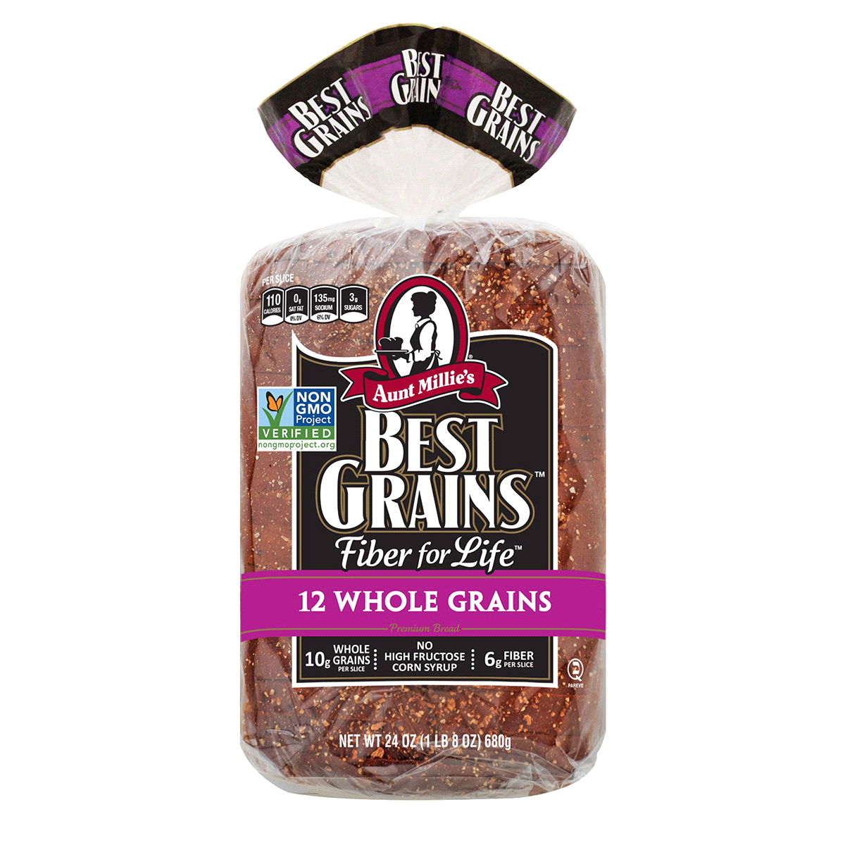 slide 1 of 1, Aunt Millie's Best Grains 12 Whole Grains Bread, 24 oz