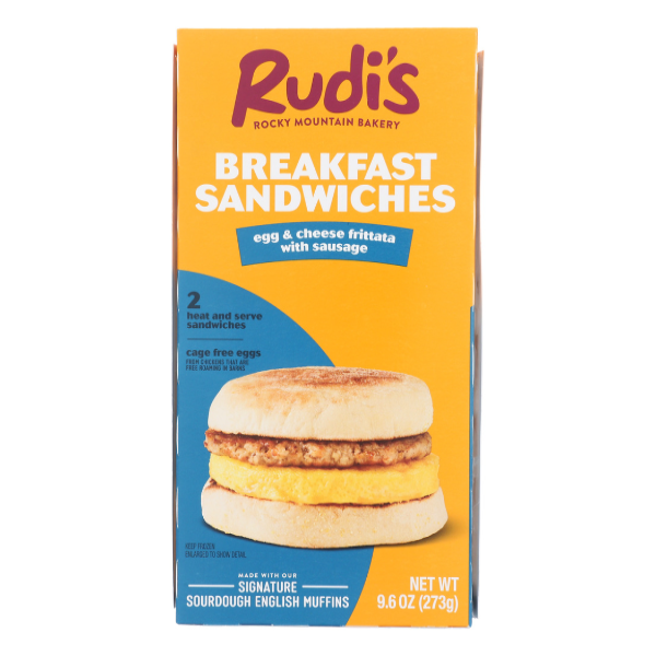 slide 1 of 1, Rudis Sausage Egg And Cheese Sandwich, 9.6 oz