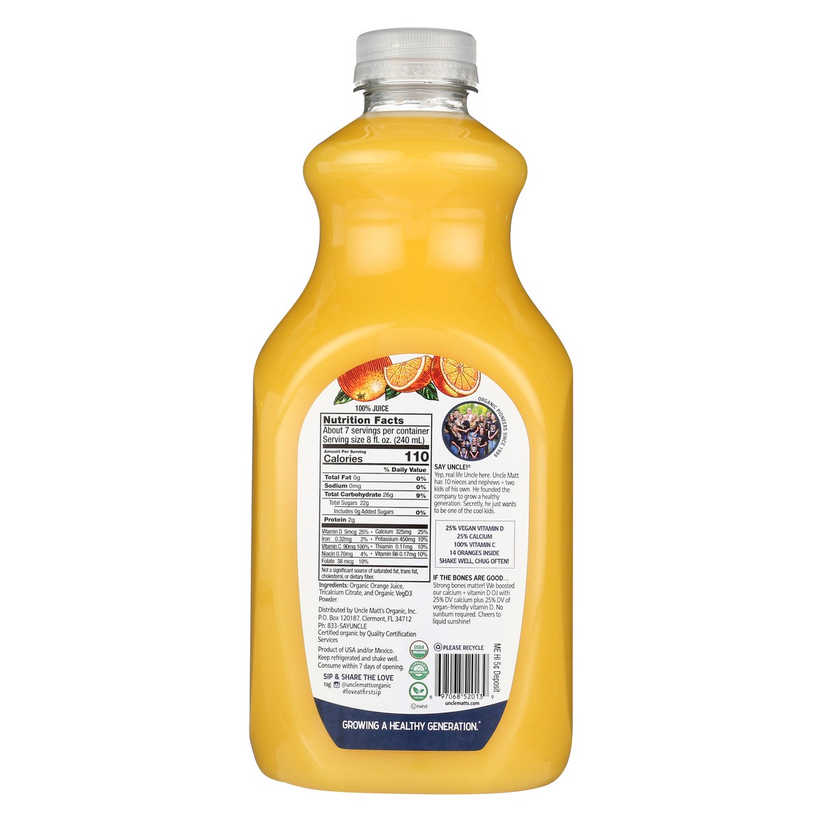 slide 4 of 8, Uncle Matt's Organic Orange Juice with Calcium & Vitamin D, 52 fl oz