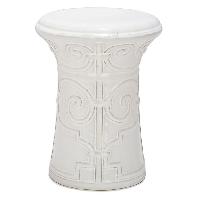 slide 1 of 1, Safavieh Imperial Scroll Garden Stool - White, 1 ct