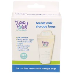 Tippy Toes 6 fl oz Breast Milk Storage Bags - 50 Bags