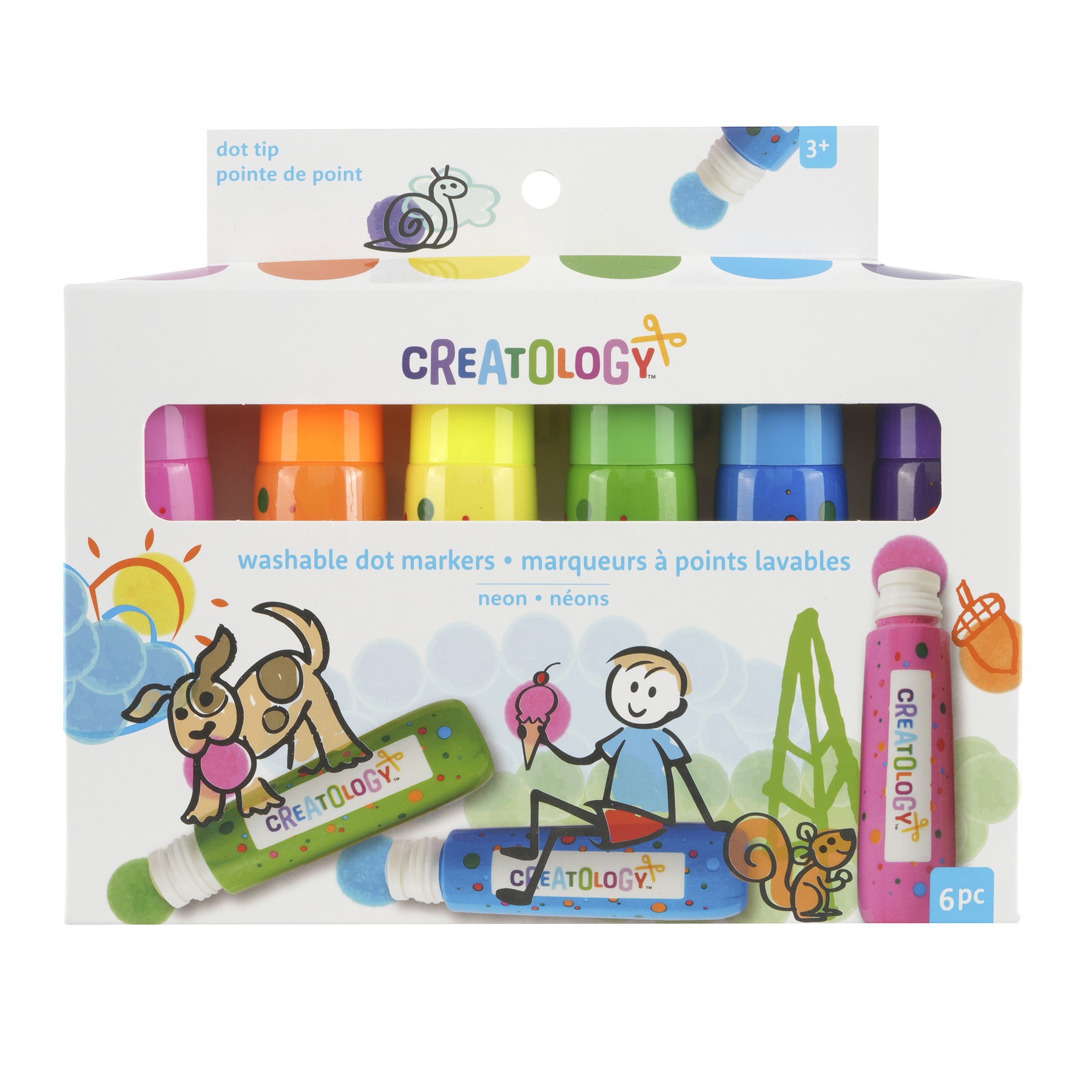 slide 3 of 3, 6 Color Neon Dot Markers By Creatology, 6 markers