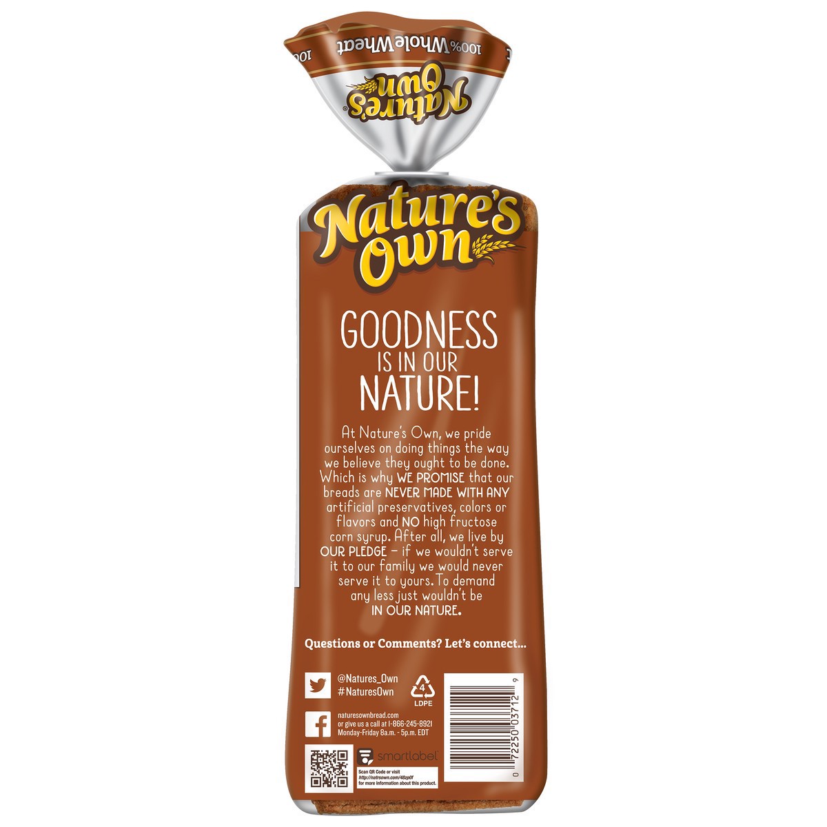 slide 8 of 8, Nature's Own 100% Whole Wheat Bread, 20 oz