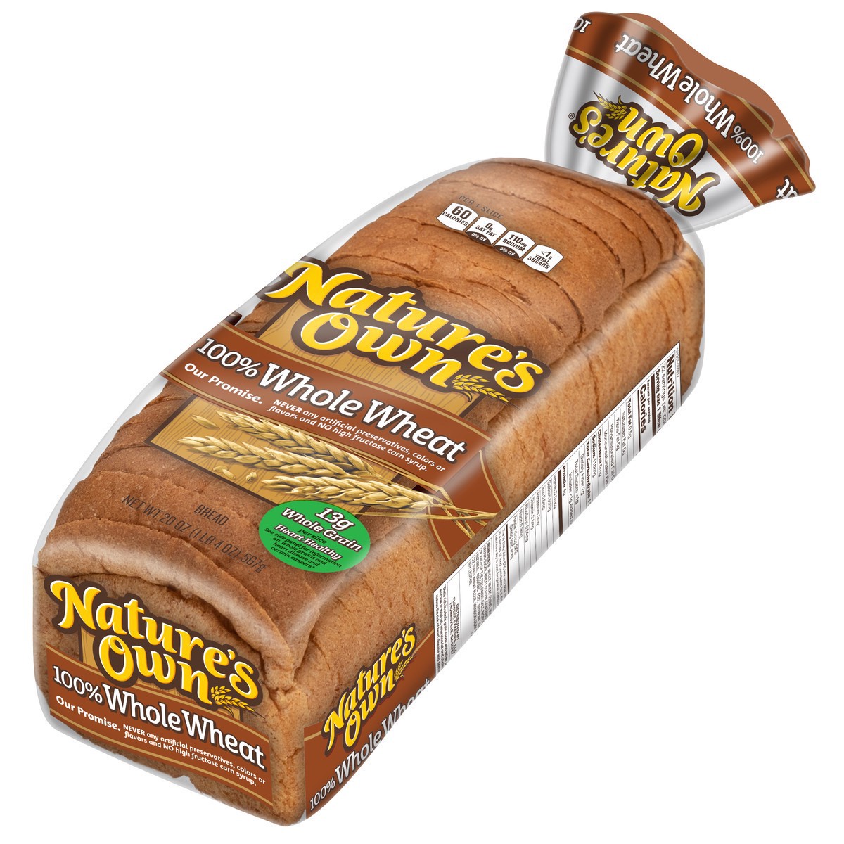 slide 3 of 8, Nature's Own 100% Whole Wheat Bread, 20 oz